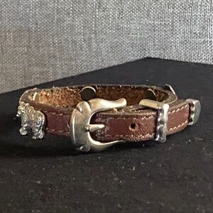 Vintage Leather Animal Bracelet Zebra Elephant Bear | 1994 Buckle